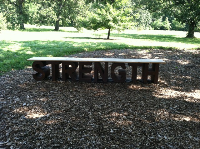 strength bench at arboretum for Sue's blog on our comfort place